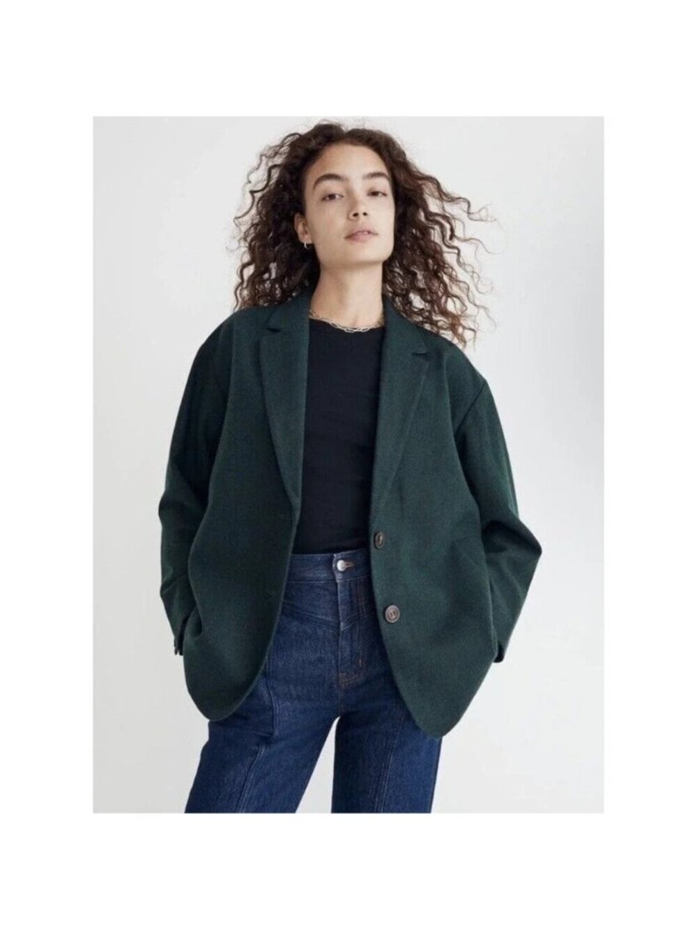 Madewell Blazer Jacket Small Wool Blend Brushed Oversized Dorset Relaxed Career